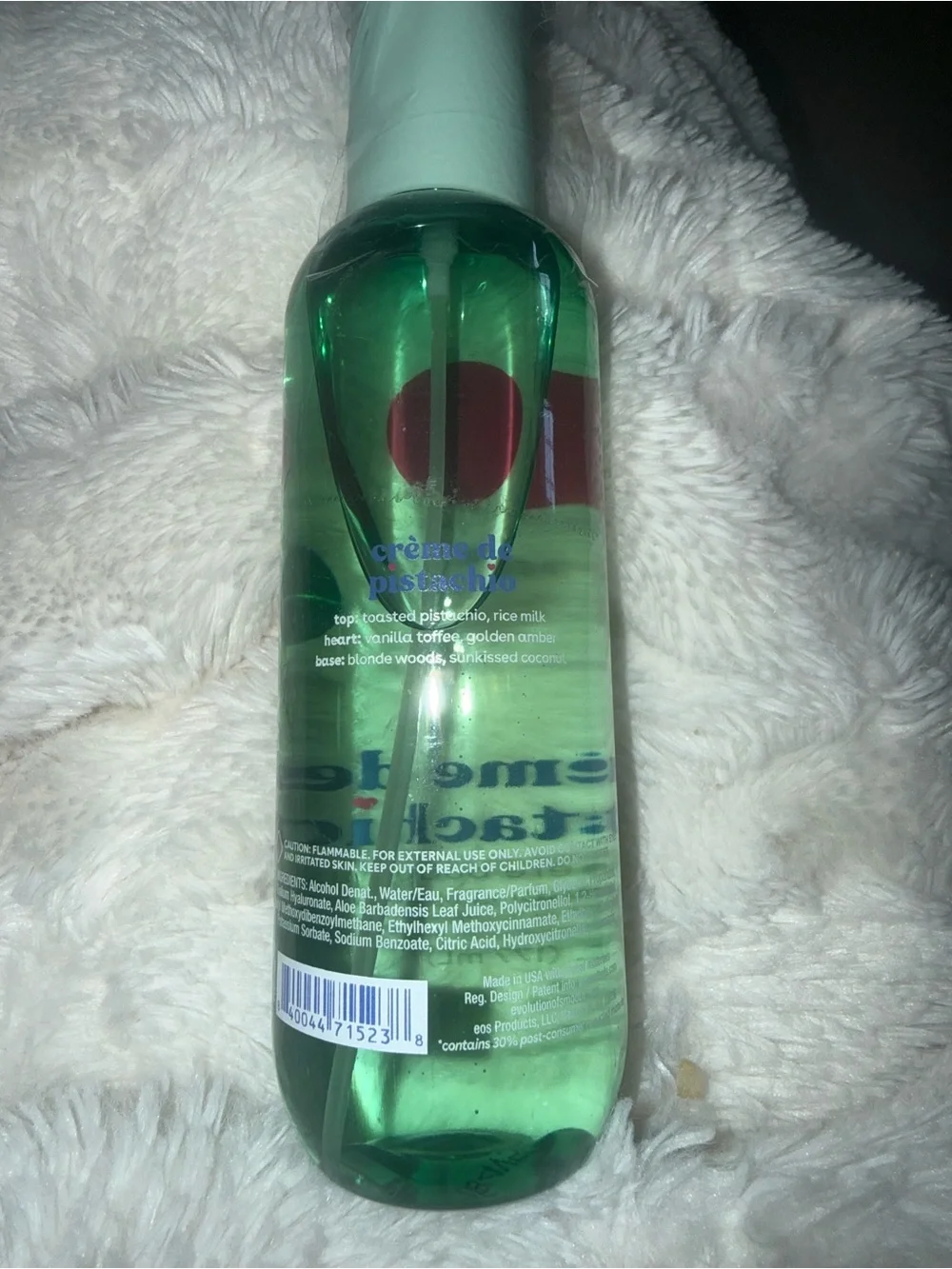 EOS body lotion, pomegranate raspberry& Buddy mist cream de pistachio